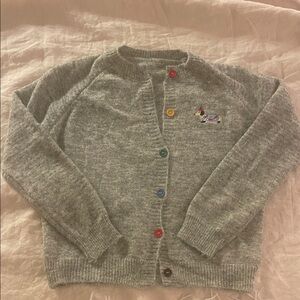 Gray Women's Sweater with Colorful Buttons